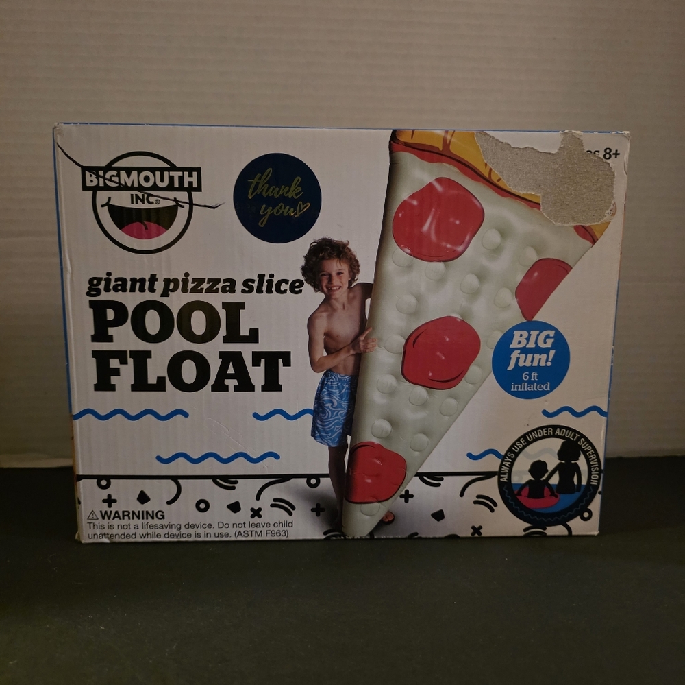 BIG MOUTH Giant  Pizza Pepperoni Slice Pool Float 6 FT Tall Swim Tube Raft
